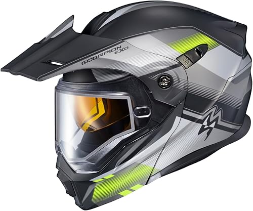 ScorpionEXO AT950 - Casco modular para moto de nieve de aventura en clima frío, escudo de doble panel con caja de respiración aprobado por DOT Zec