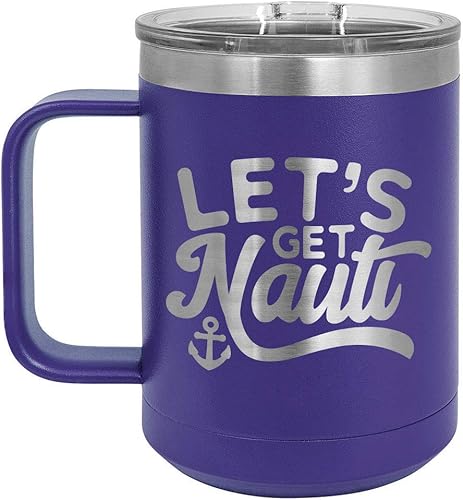 Miniatura 1 de LETS GET NAUTI Purple Taza de café de 15 oz con tapa deslizante  Taza de café de viaje aislada  Ideas de regalo únicas de mujeres u hombres  Compare