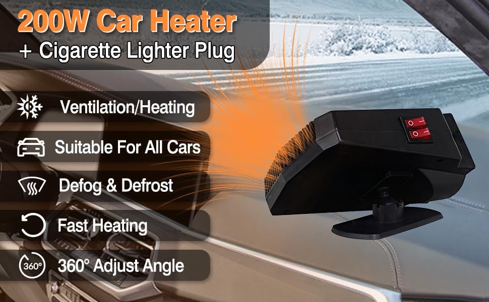 Miniatura 6 de MACHSWON Calentador de coche 2 en 1 portátil de alta potencia de calentamiento rápido y enfriamiento ventilador descongelador desempañador de