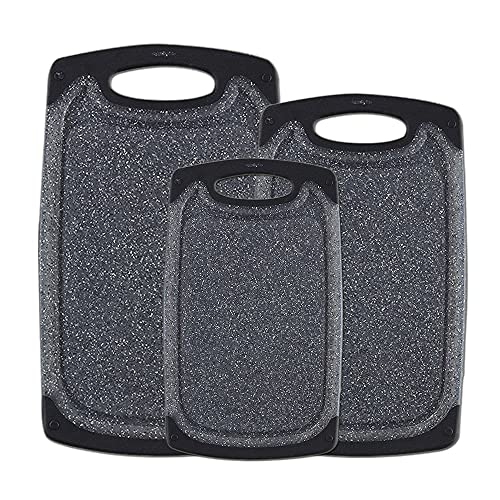 KIMIUP Kitchen Cutting Board, Set of 3 Chopping Boards for Kitchen, Dishwasher Safe Professional Cutting Boards Sets With Juice Grooves & Carrying Handle & No BPA Non-slip (Black)