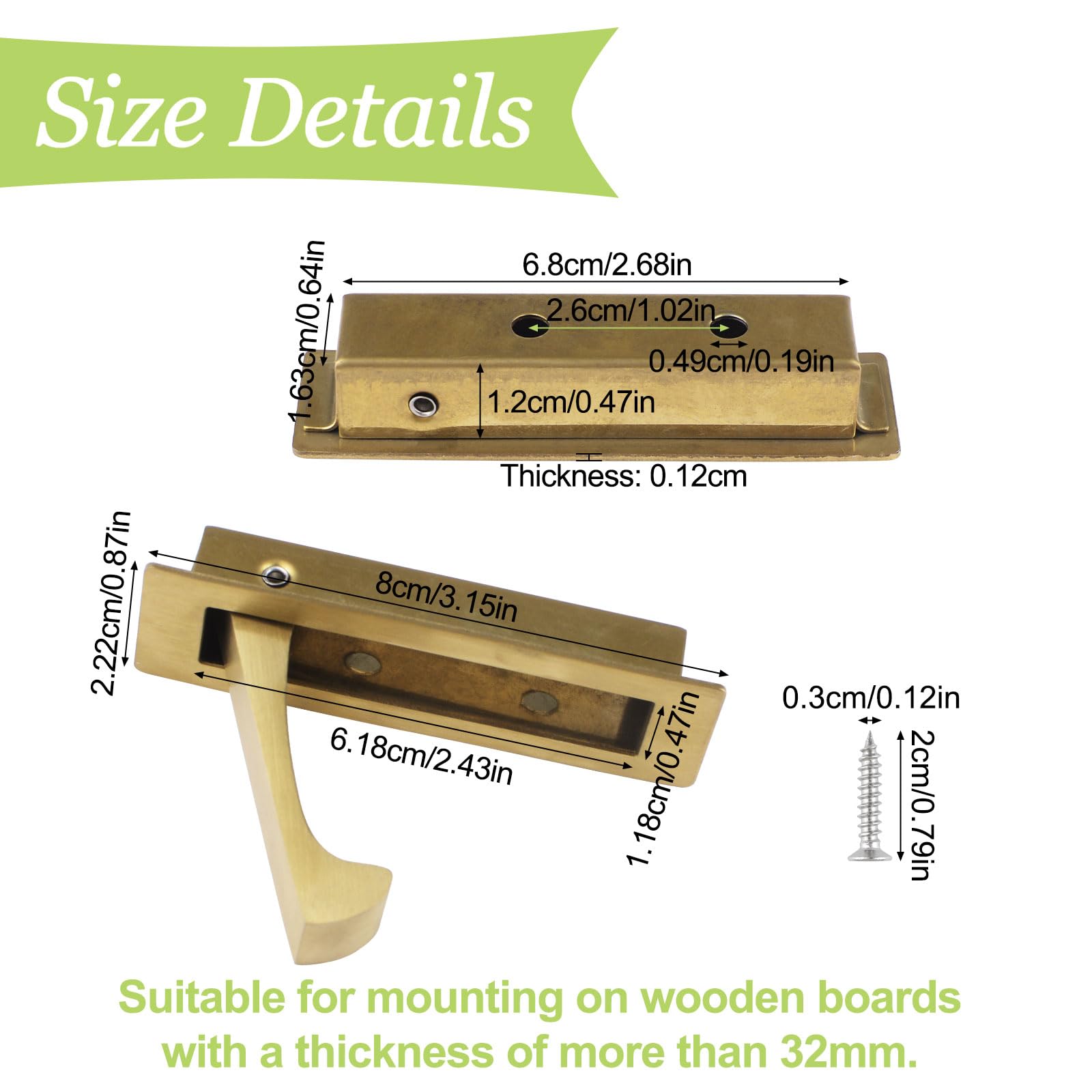 UFURMATE Flush Mount Door Pull 1 Pack 304 Stainless Steel Recessed Door Handle Hardware Brushed Pocket Hidden Edge Pull for Closet Pocket (Brushed Gold) - Image 2