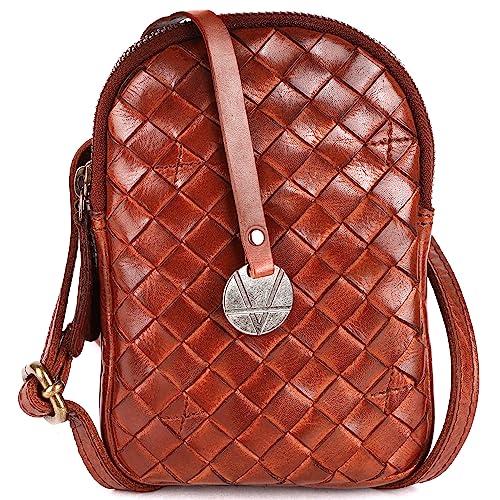 Genuine Leather Small Leather Crossbody Bags For Women Cell Phone Purse With Adjustable & Detachable Strap