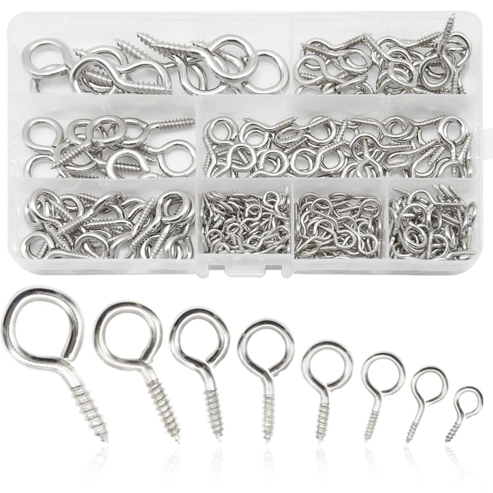 Hocansen 280 Pieces Screw Eye Pins 17x8mm Eye pins Hooks Eyelets Screw Peg for Cork Top Bottles Charm Bead DIY Jewelry Making (YJZ)
