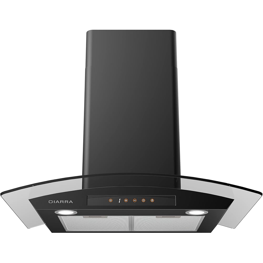 33/mo Finance CIARRA Black Range Hood 30 inch with Soft Touch