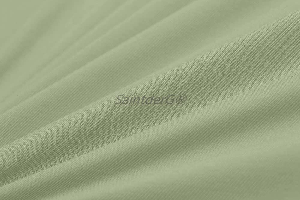 SaintderG® Coprisedie con Schienale 6 Pezzi, Lavabile Estraibile, Molto Facile da Pulire e Resistente, coprisedile, Moderna Sala da Pranzo, Hotel, Arredamento Ristorante(Verde nebbia, 6 pezzi)
