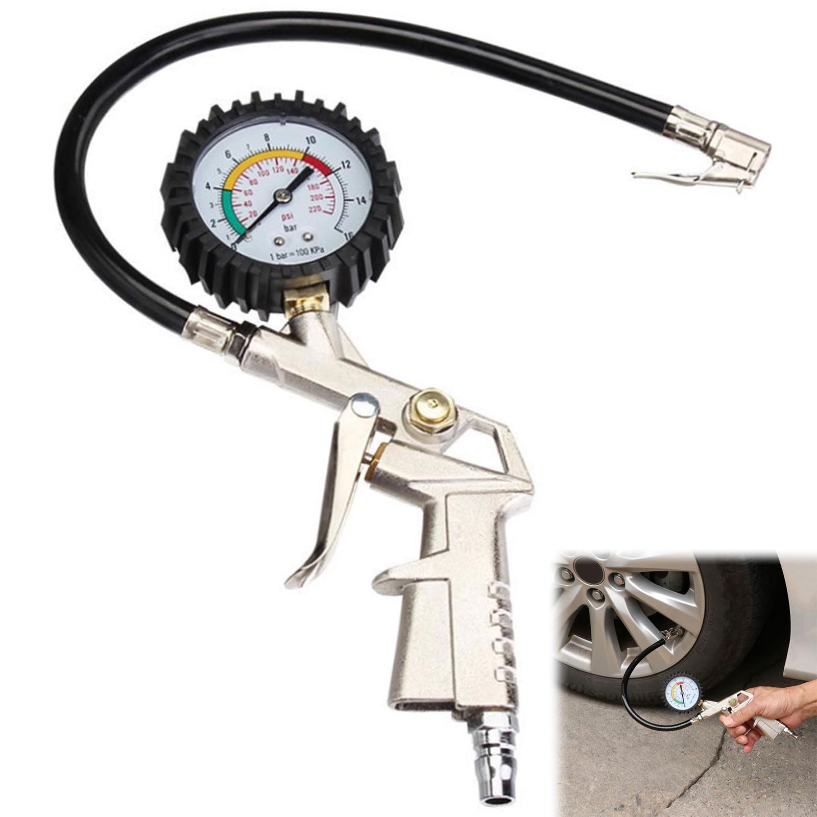 Manometre Pression Pneu,Manómetro Presión Neumáticos Digital, Manometro Presion Neumaticos, Medidor de Presión, Alta Precisión Digital Pressure Gauge, Medidor de Neumático Digital