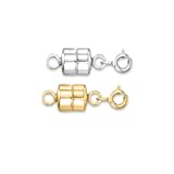 Italian Sterling Silver and 18kt Gold Over Sterling Jewelry Set&colon; 2 Magnetic Clasp Converters