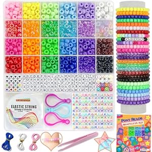 LIS HEGENSA Pony – Cuentas Kandi de plástico a granel para collares, joyas, pulseras, trenzas de cabello, kits de trenzas para niñas, 24 colores, 1000 piezas