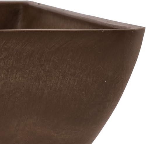 Miniatura 3 de PSW Pot Collection 12x6 inch Plastic/Stone/Wood Composite Square Planter – No Drainage Hole (Drillable), Modern Indoor/Outer Pot for Flowers