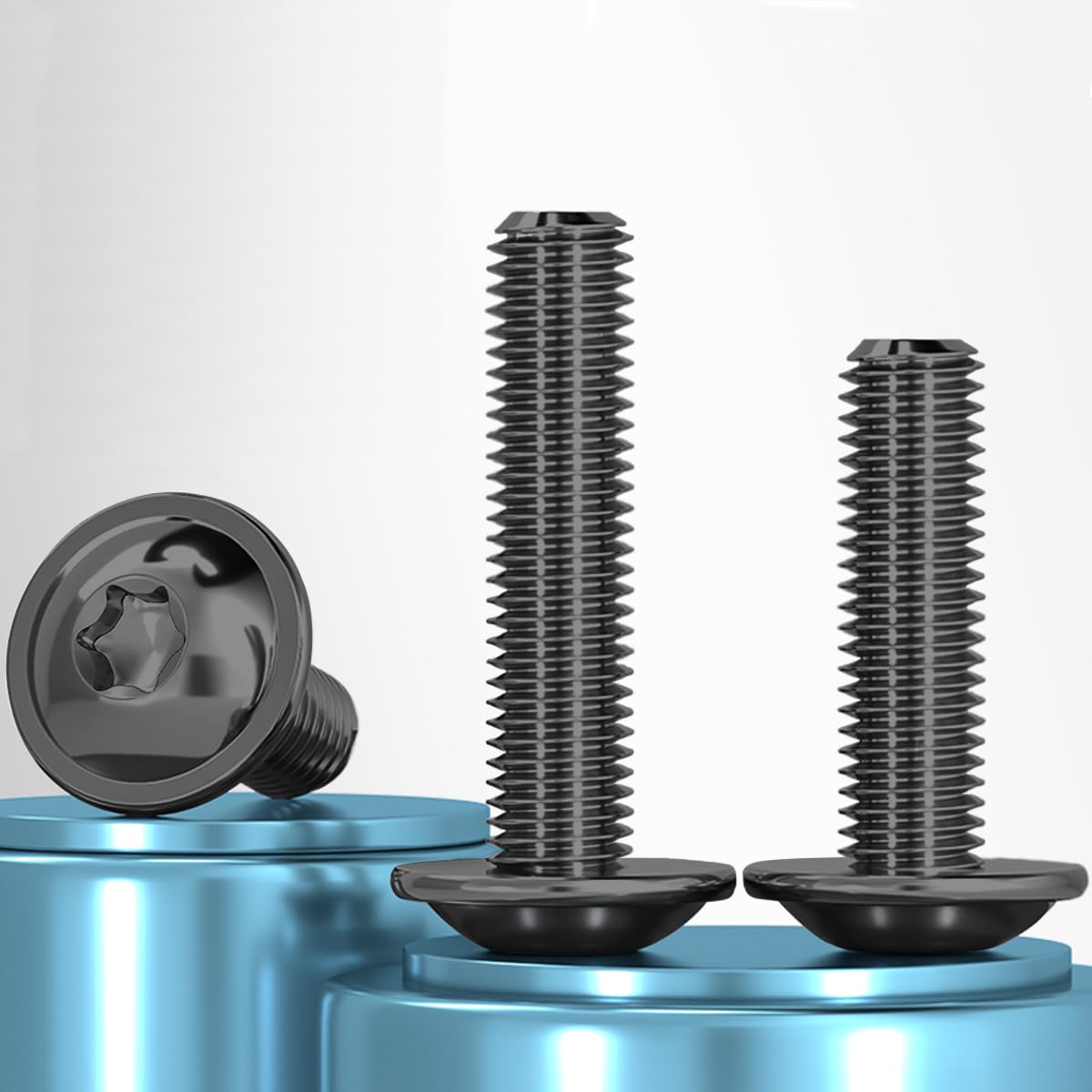 Drenky Vite a testa bombata M5 con flangia, 20 pezzi, M5 x 16 mm, viti Torx, nero, ISO 7380-2, acciaio inox A2 V2A