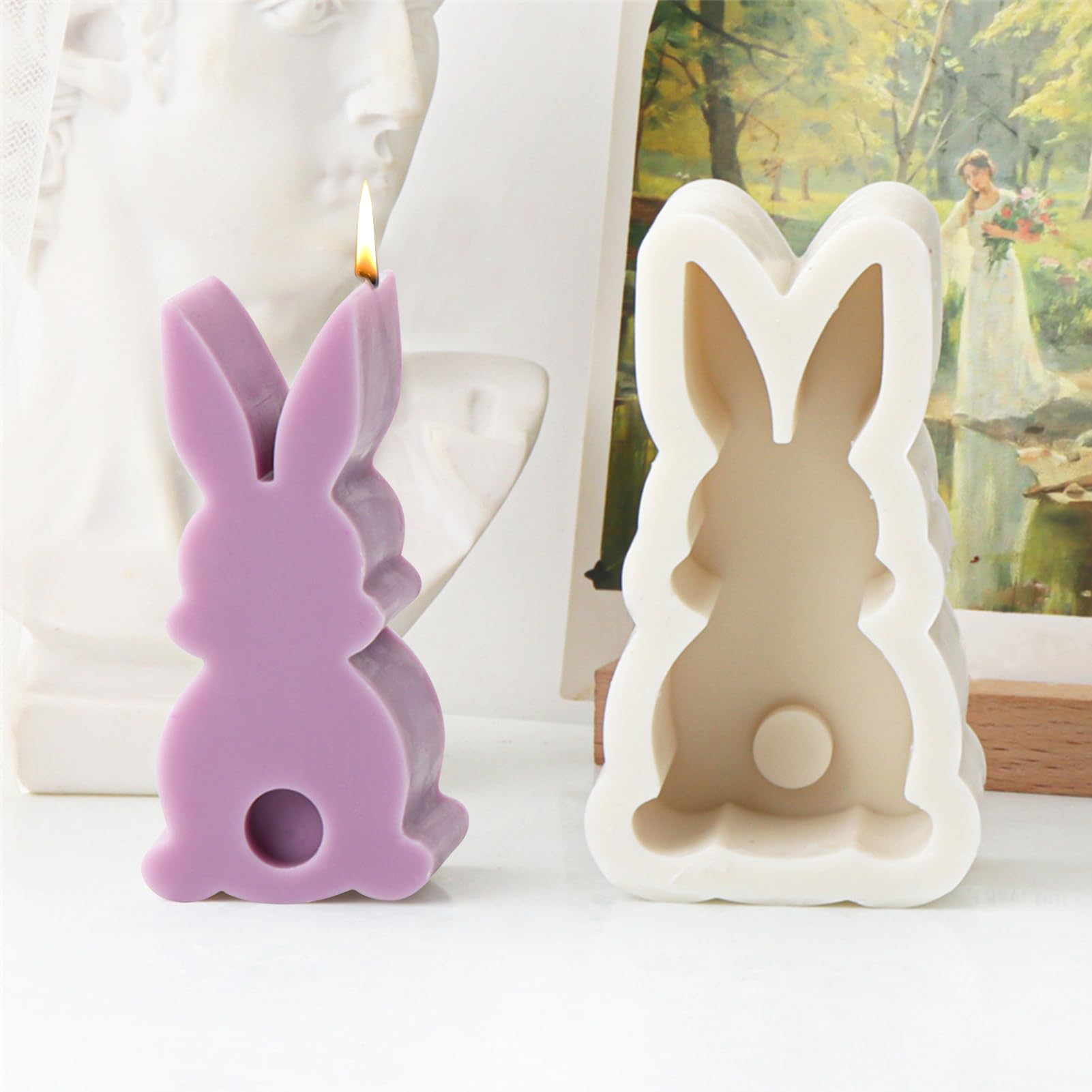 Stampo in silicone per coniglietto pasquale, stampo in silicone 3D, coniglietto pasquale fai da te, decorazione per candela, Pasqua, per gesso, candele di cera di soia, fai da te, regalo di Pasqua