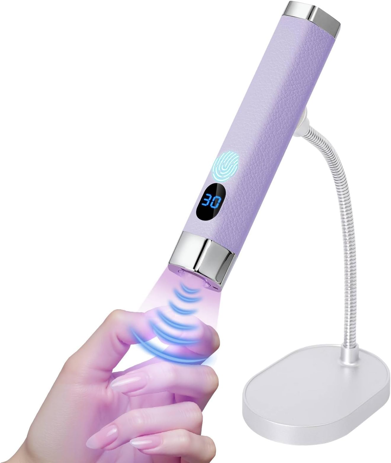 Handheld Mini UV Nail Lamp, Portable Flash Cure Light with Upgraded Magnetic Stand & Smart Sensor - Rechargeable Nail Dryer Fast Curing Gel Nails at Salon,Home & Travel (Purple)