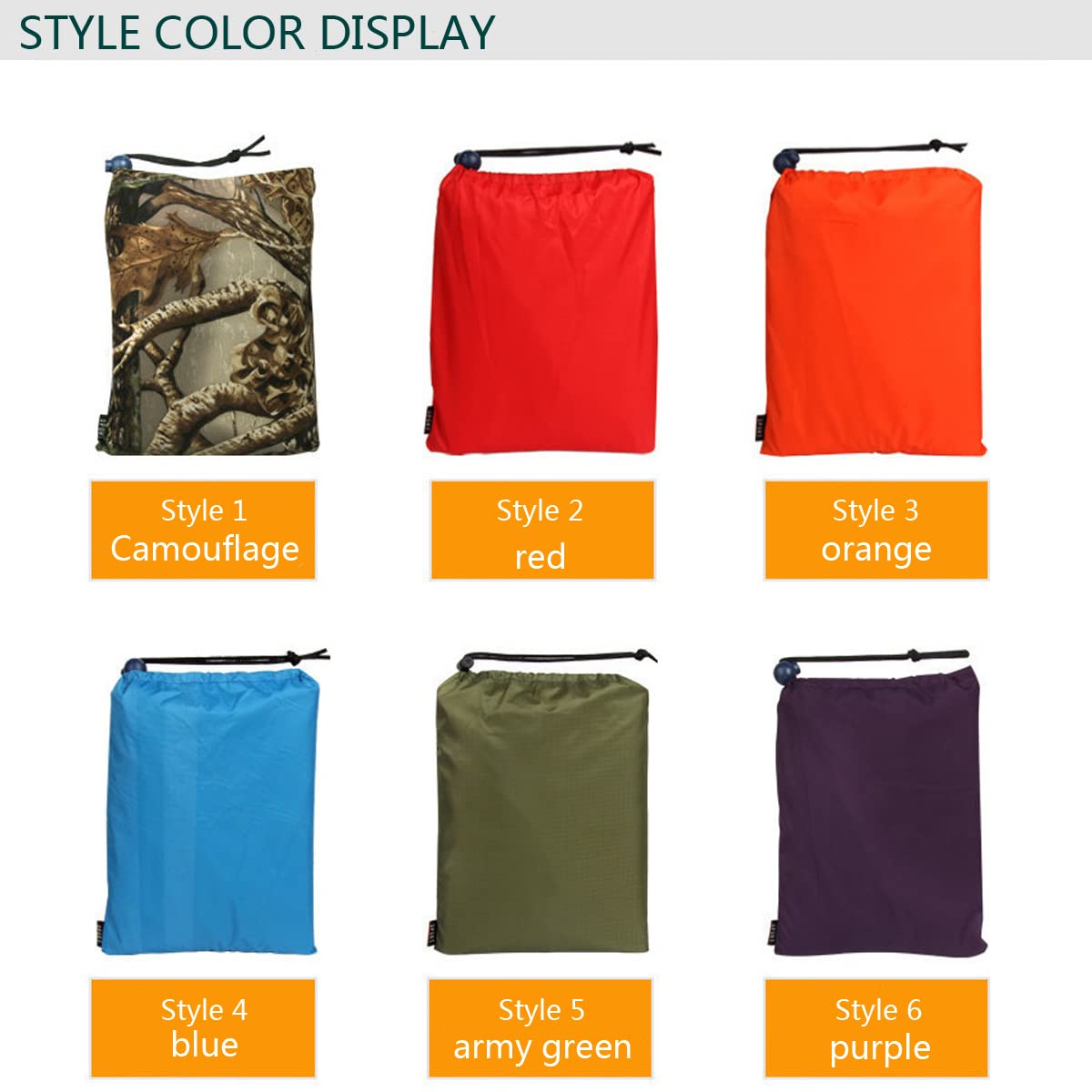 3 en 1 imperméable Multifonctionnel Pluie Poncho Sac à Dos randonnée Housse de Pluie Moto auvent extérieur Camping Tente Tapis (Color : Camouflage)