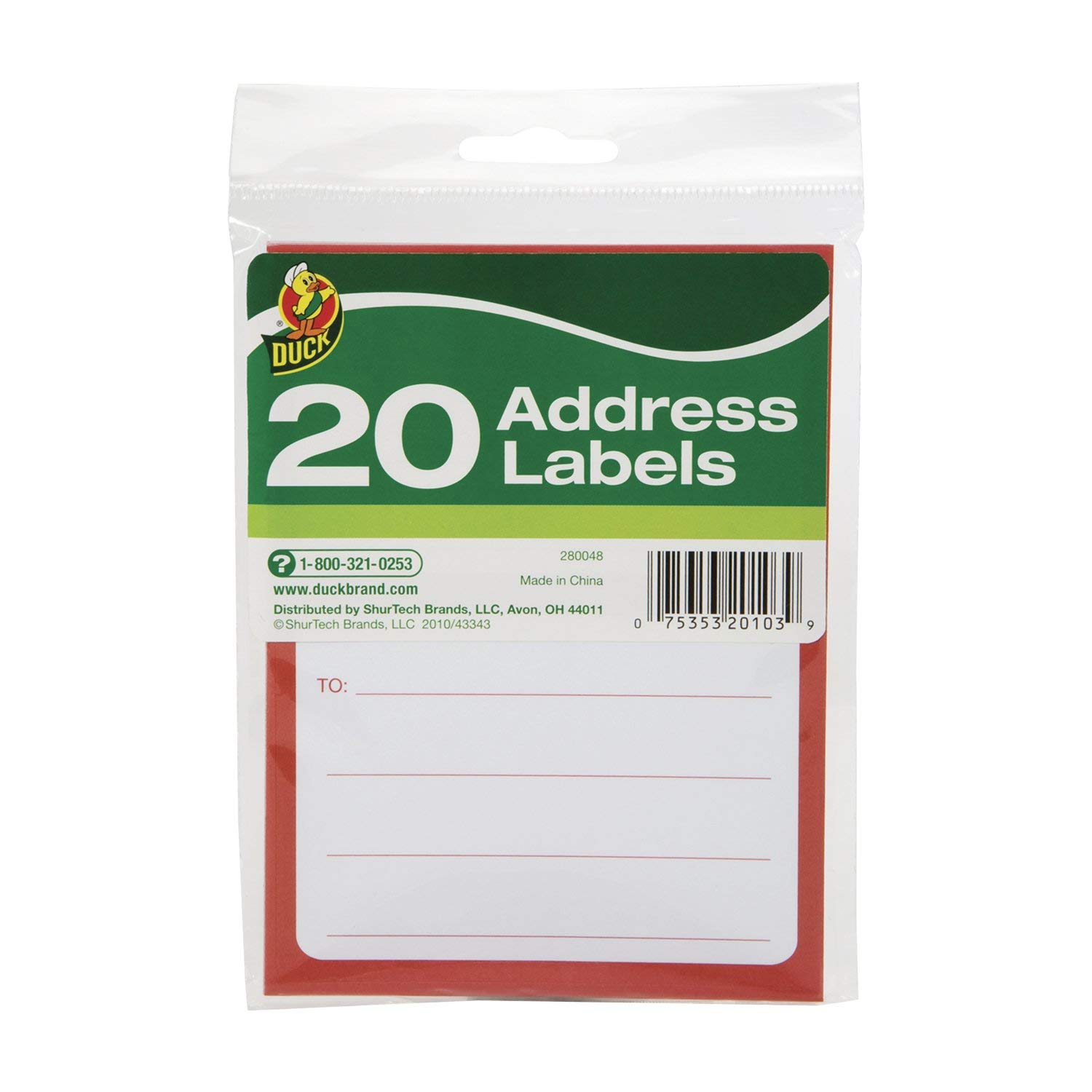 Duck Brand 280048 - Etichette per indirizzi sensibili alla pressione, confezione da 20 etichette (280048) - Confezione da 3