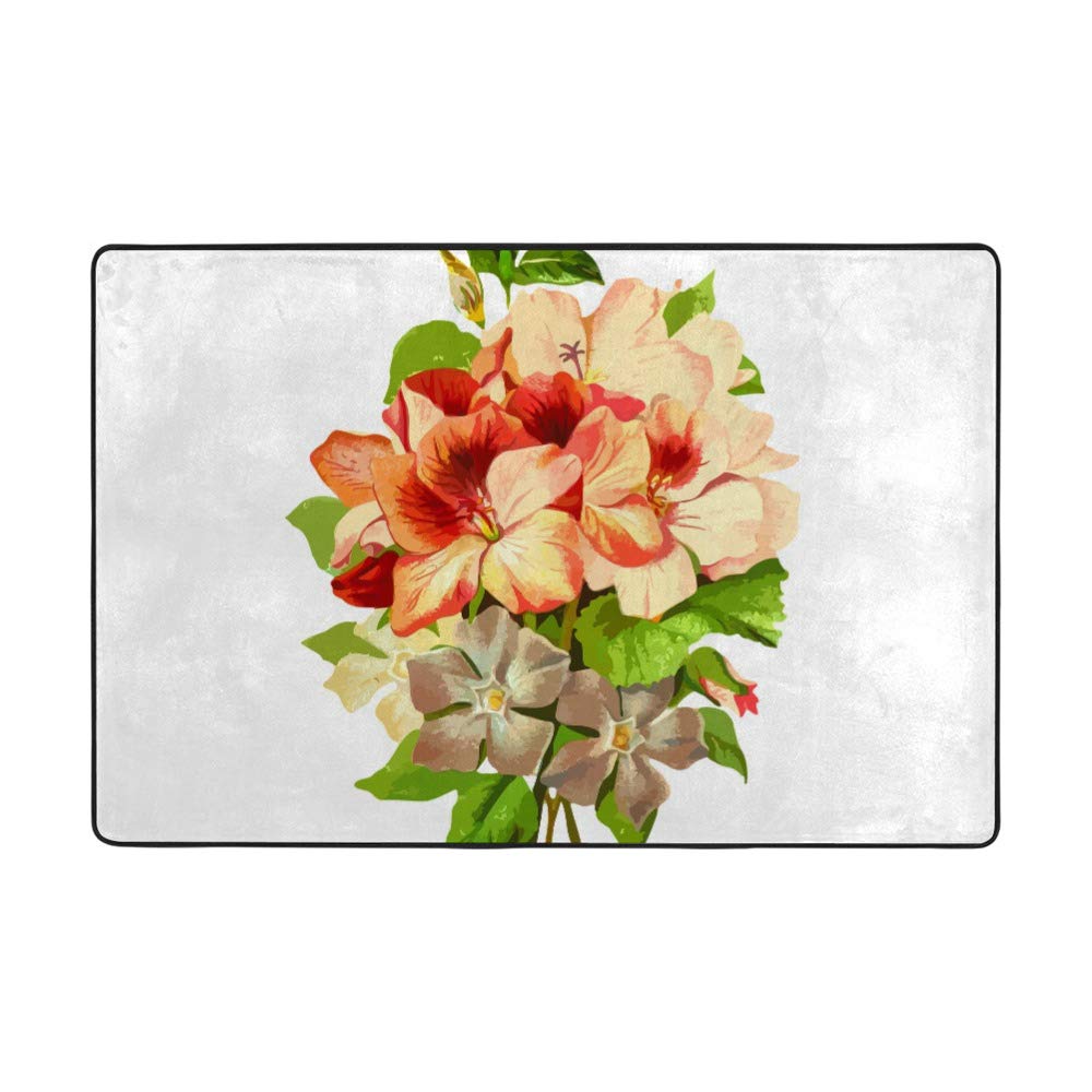 Tapis de jardin en velours corail Ruchen avec motif fleurs dimensions de 160x122cm ultra doux