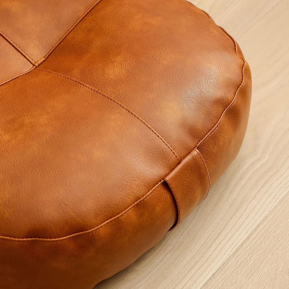 Cuscino da pavimento quadrato in pelle PU, morbido e confortevole, design moderno cachi per soggiorno, 40 x 10 cm