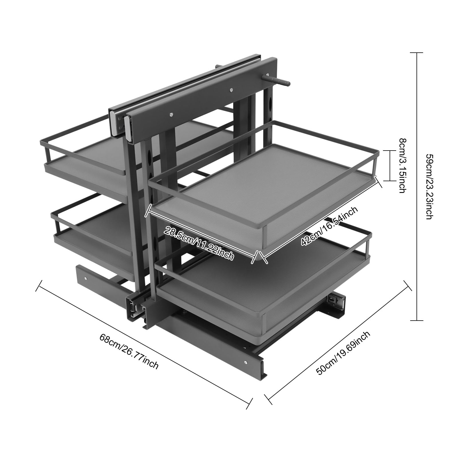 JUOPTGJ Blind Corner Cabinet Pull Out, Kitchen Cabinet Organizer,Soft Close Magic Corner Cabinet,with an opening height of ?23.62in, and an opening width of ?16.14in