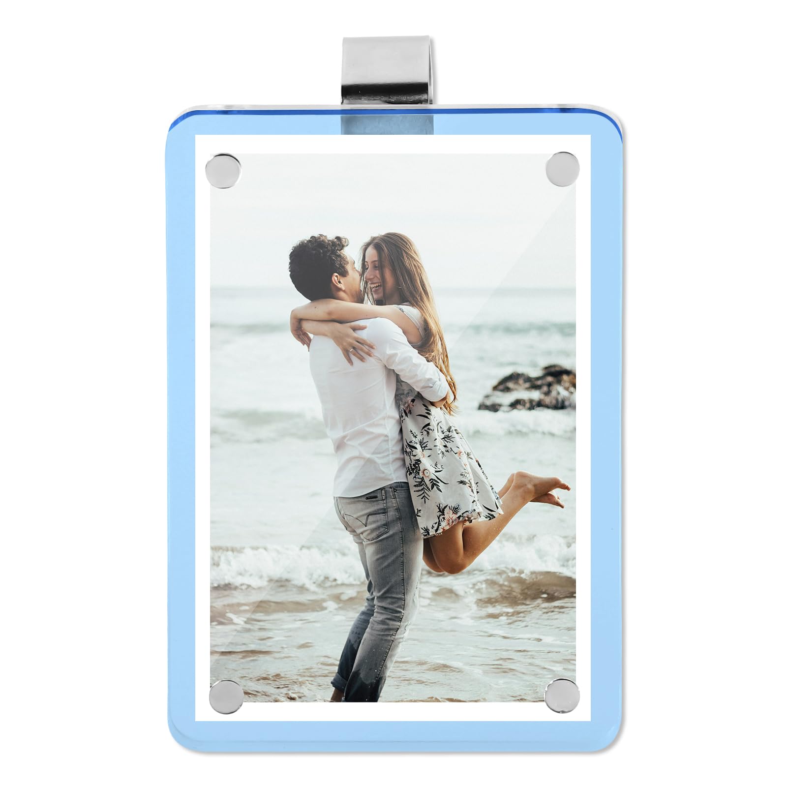 Tinoaly Car Sun Visor Photo Holder, Acrylic Magnetic Design Photo Car Visor Clip Car Visor Photo Clip Car Sun Picture Holder Car Photo Display Accessories for Most Car Visors(Blue)