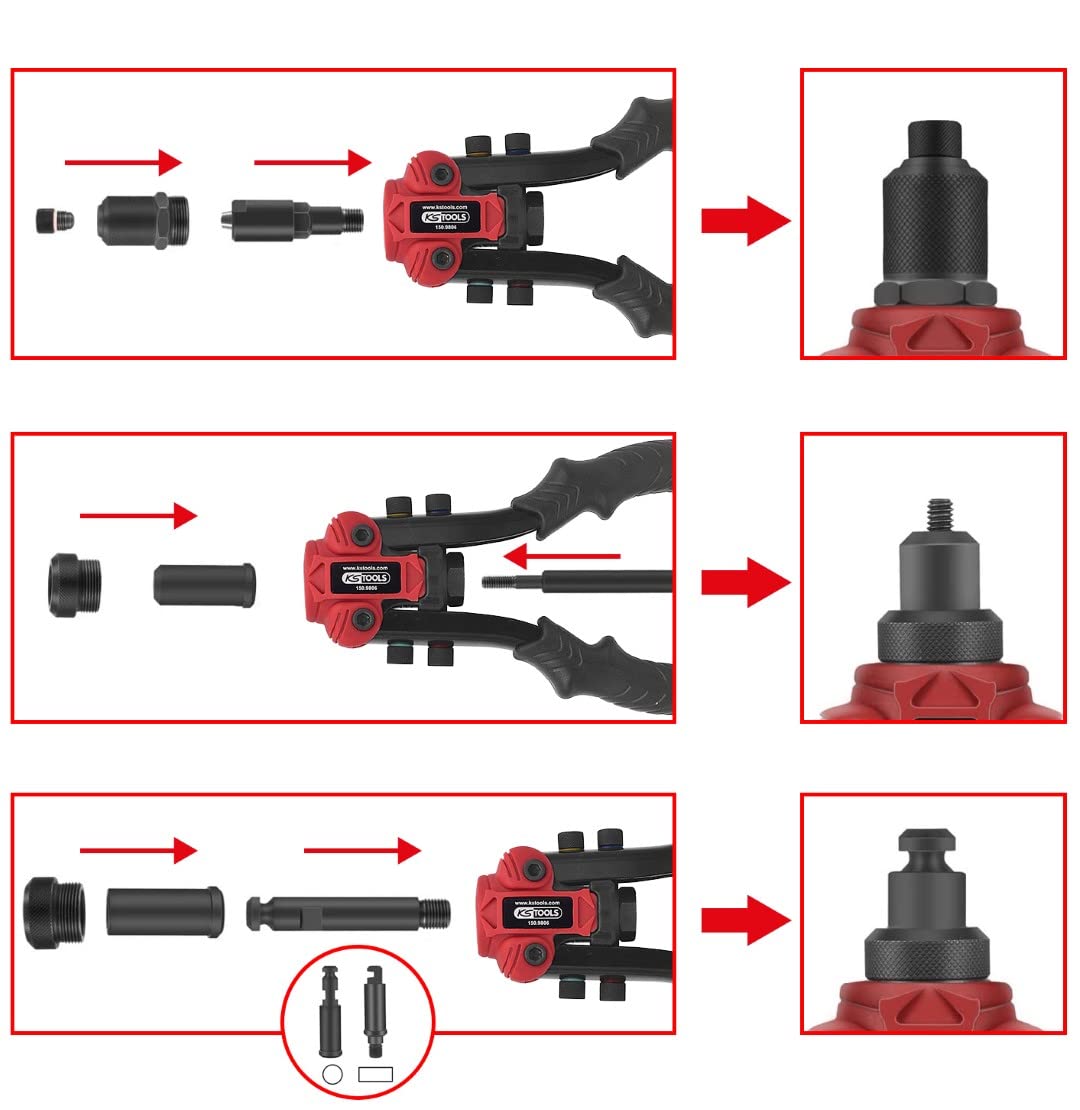 KS Tools Serie di rivettatrici 3 in 1 15 pz
