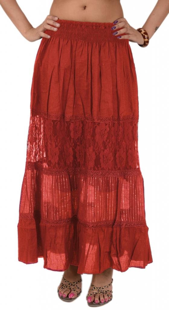 Skirts 'N Scarves Women’s Cotton Lace Work Long/Maxi/Gypsy Skirt