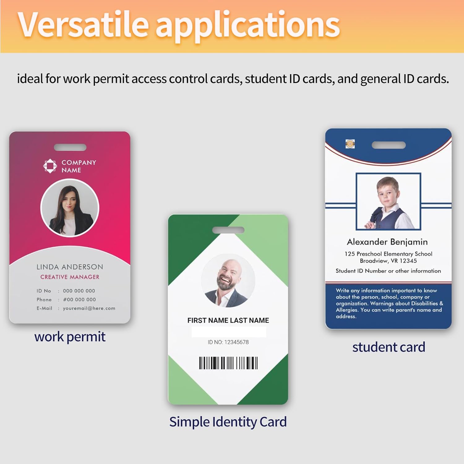 500 Pack Premium Blank PVC Cards with Slot Punch on Short Side - CR80 30mil Vertical Slot Punch Blank Credit Cards for ID Badge Card Printers - Graphic Quality PVC Cards for Business Office