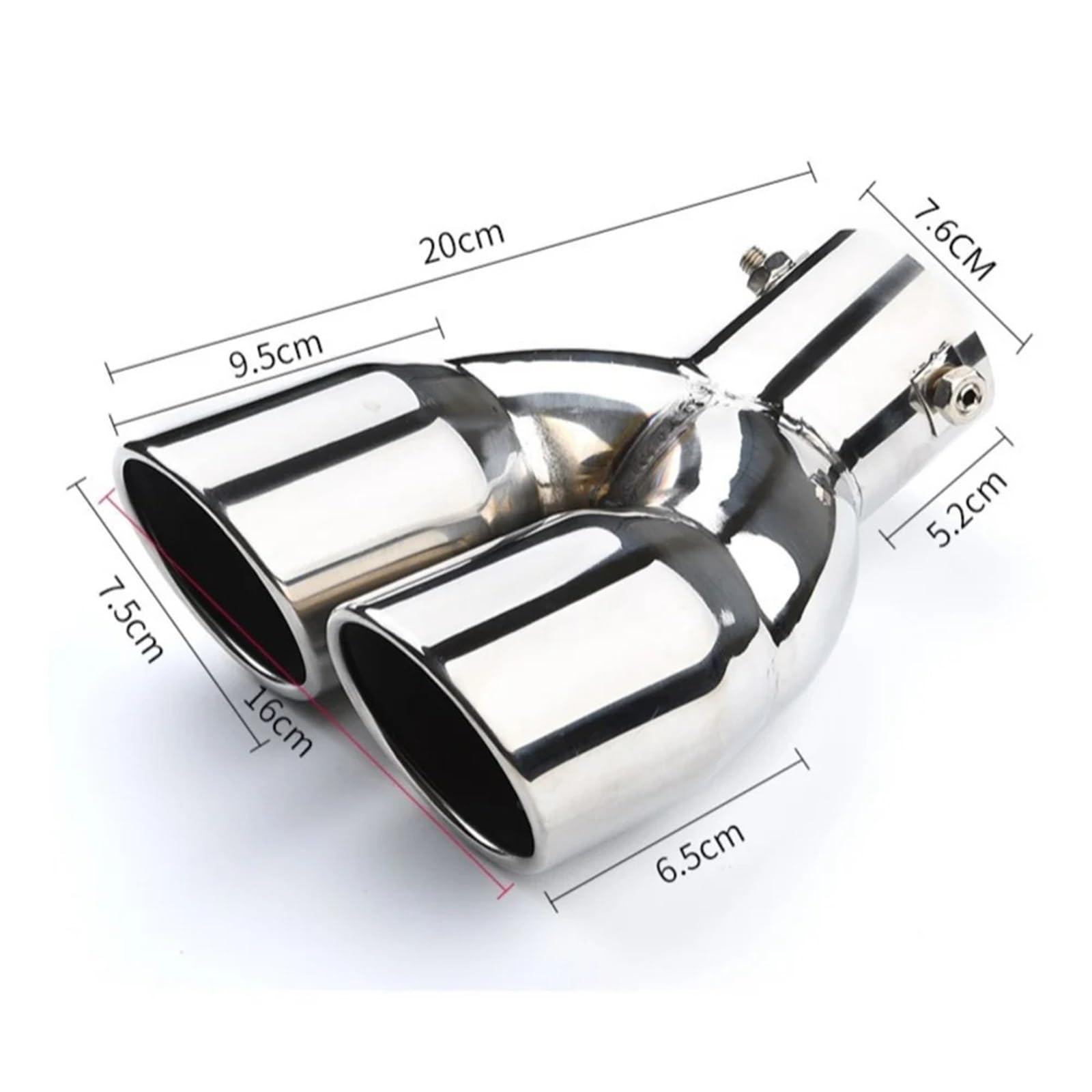 Scarico Punta Coda Terminale Di Scarico Da 76Mm E 63Mm, Doppio Tondo, A Doppia Parete, In Acciaio Inox Lucidato Bocca Terminale Tubo