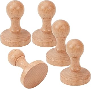 NBEADS 5 Stk. Unfertige Holzstempel Griff, Rund 4,5 cm Blanko Stempel Holz Schubladengriffe für DIY Basteln Scrapbooking