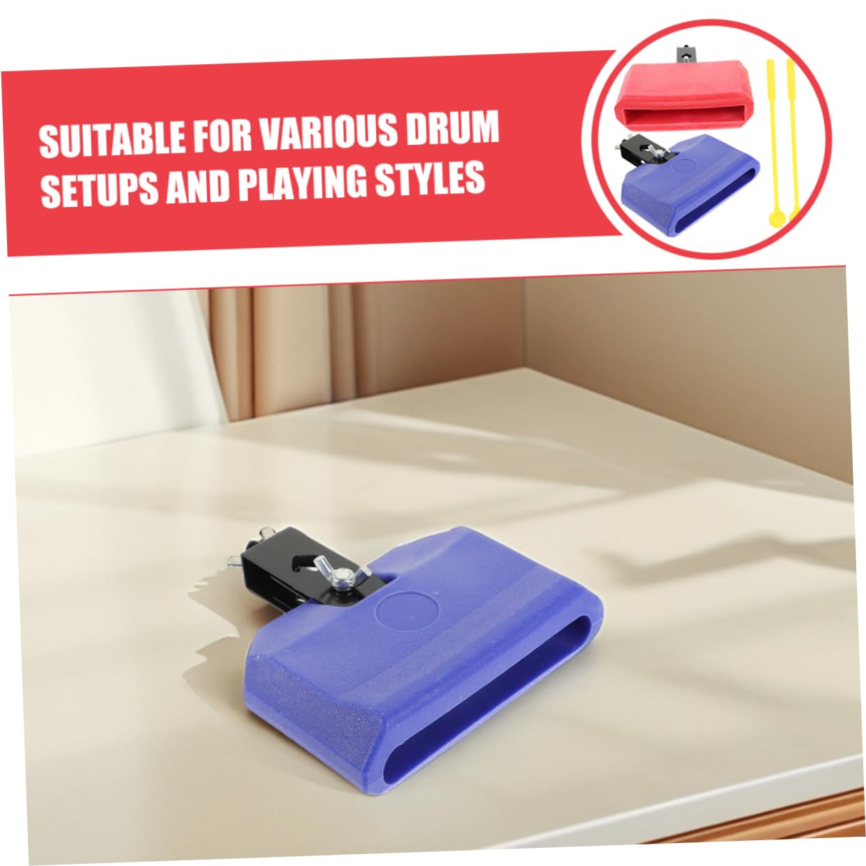 2ensembles Baguettes Pour Batterie Kit De Percussion Avec Cloche De Vache Pédale Accessoire Pour Musicien Débutant