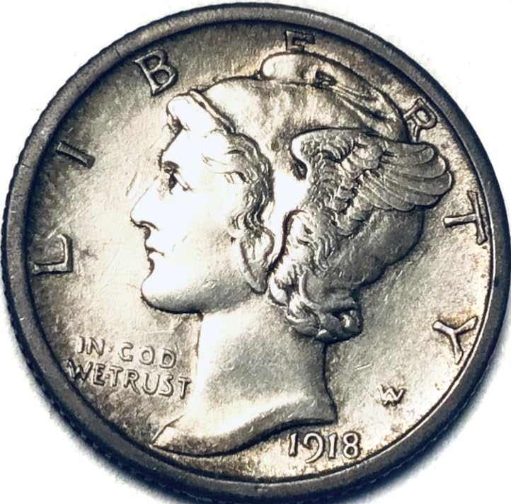 1918 S Mercury Silver Dime Seller About Uncirculated