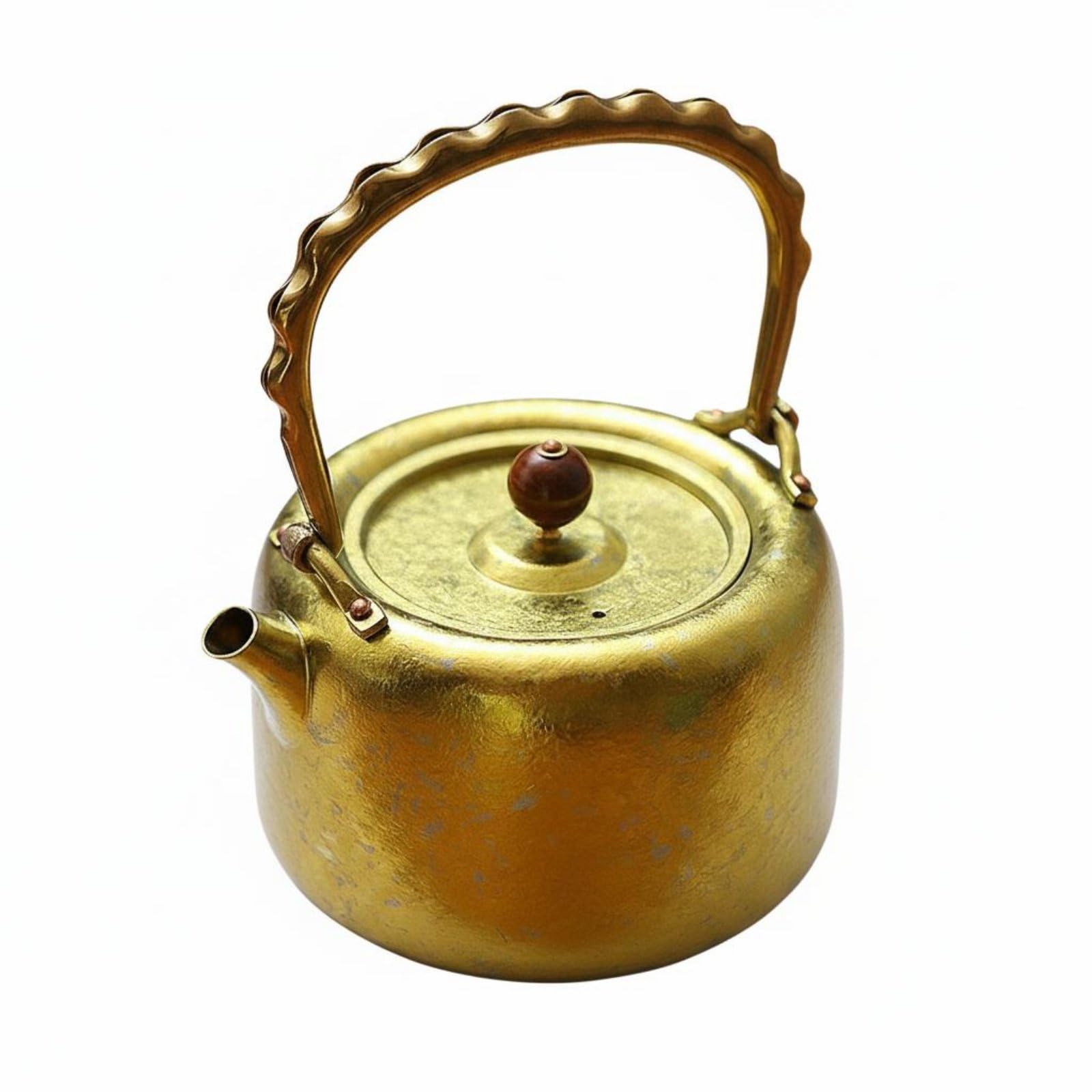 Tetera de Viaje al Aire Libre Tetera Hervidor Jarra Olla de Camping de Titanio con Servido Suave y Construcción Simple Adecuada para Viajes Terraza Regalo, Array, Amarillo Dorado
