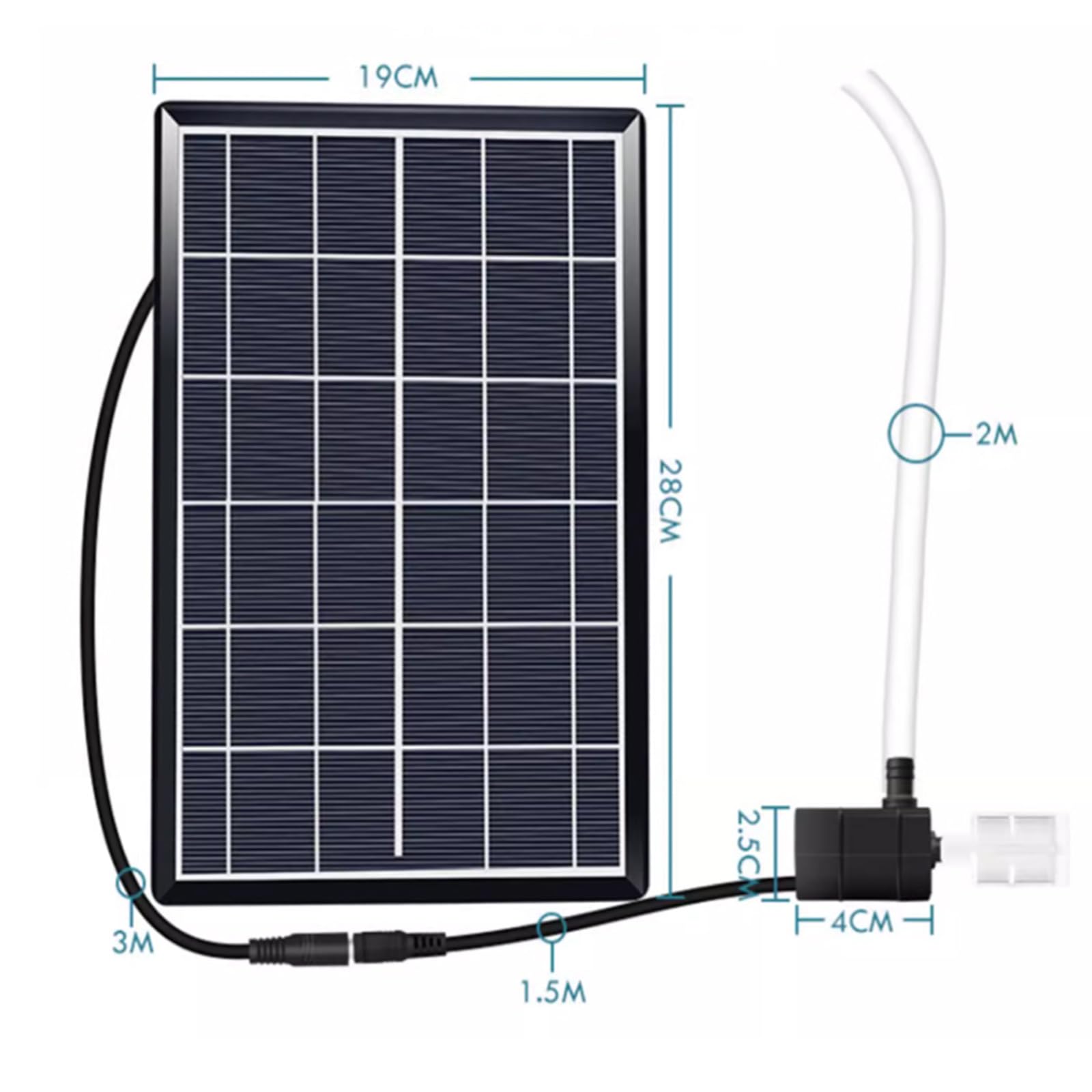 Zestaw solarnych fontann bambusowych – zewnętrzna fontanna wodna z pompką i kołem wodnym, wielokierunkowy wylot wody do ogrodu, na patio i staw