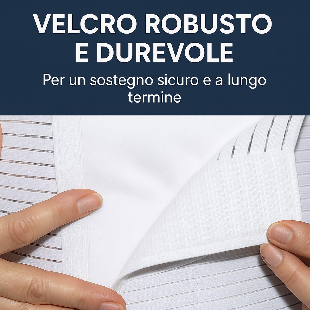 BODYPERFECT Fascia ernia ombelicale Pancera post operatoria Cintura post parto Elasticizzata A Strappo Altezza 20 Cm Made in Italy (Bianco, S)