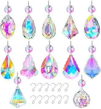 12 Pcs Crystal Sun Catcher, Hanging Ornament Crystals Chandelier Prism