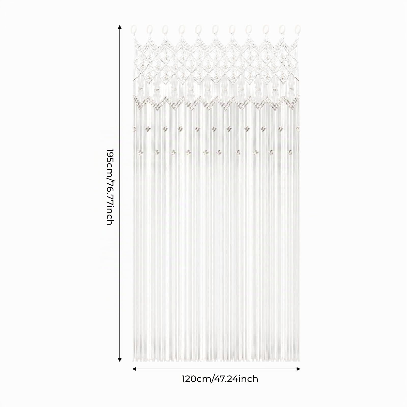 Boho Macramé, 120x195cm Boho Tapiz para Colgar en la Pared, Cortina para Puerta, Tapiz para Ventana para Fondo de Boda, Cortinas para Ventanas, Decoración de Pared para el Hogar