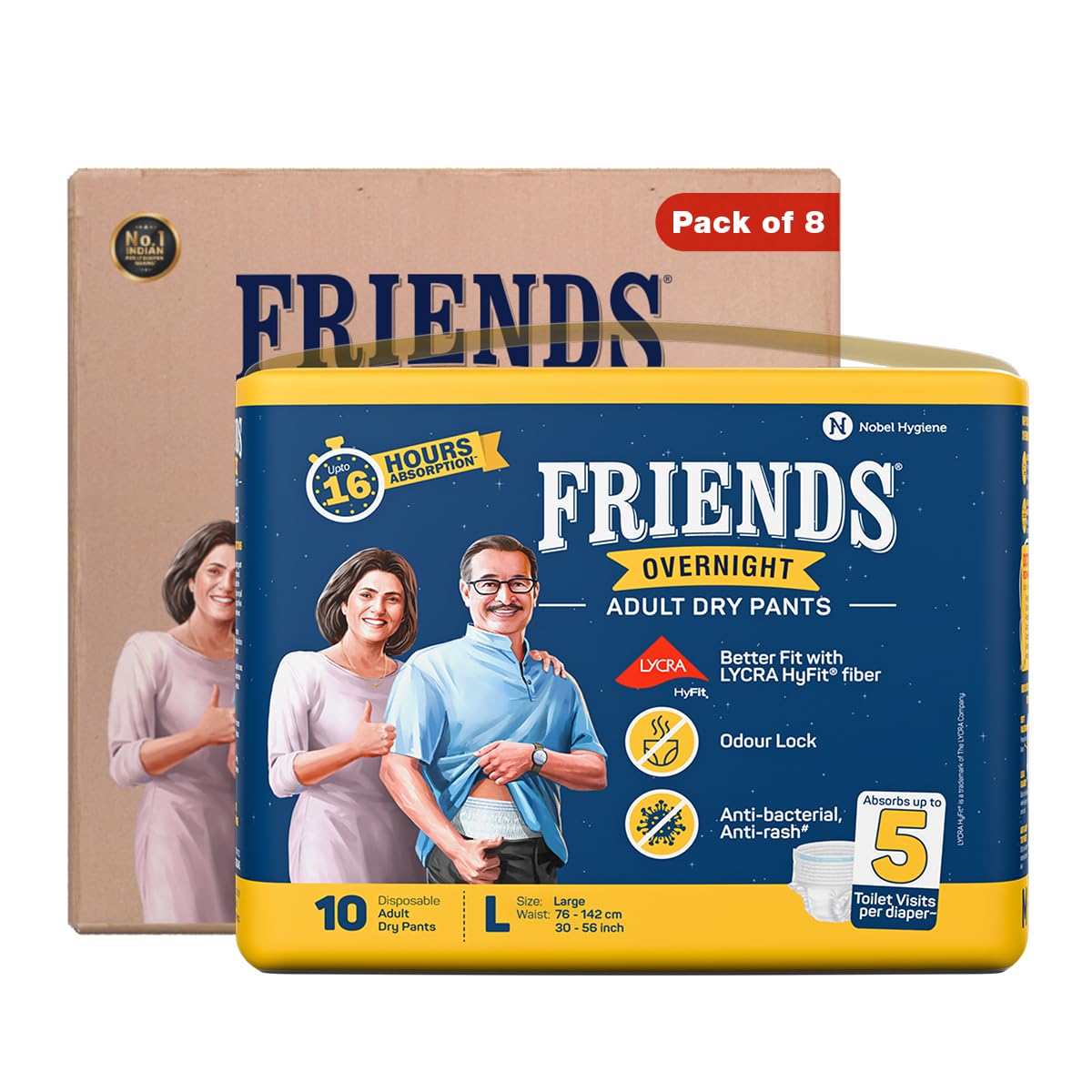 Friends Overnight Adult Diapers Pants Style - 80 Count L with odour lock and Anti-Bacterial Absorbent Core- Waist Size 30-56 Inch ;76-142cm (B08VWD2XLJ) Amazon Price History, Amazon Price Tracker