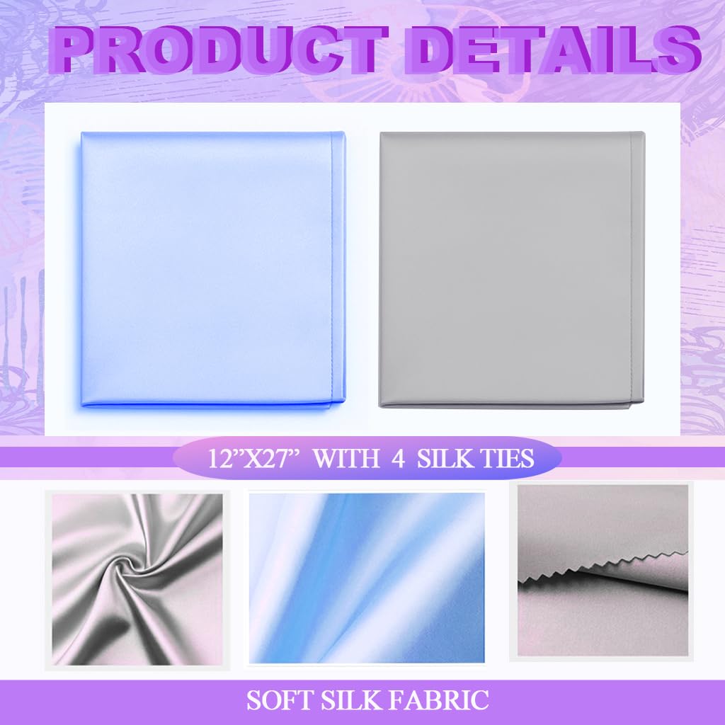 Okueejur 2 Pcs Satin Bassinet Sheet Baby Hair Protect Soft Silk Feeling Sheet Baby Bassinet for Rectangle Cradle Pad Mattress Newborn Infant (Blue+Grey) - Image 2