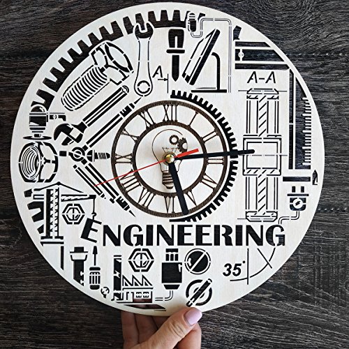 Shareart Engineering Wood Wall Clock - Original Home Decor For Office Bedroom Kitchen - Best Gift Idea For Friends Husband Wife Father Men Woman Boys And Girls - Unique Wall Art Design - Size 12 Inch #TOP4