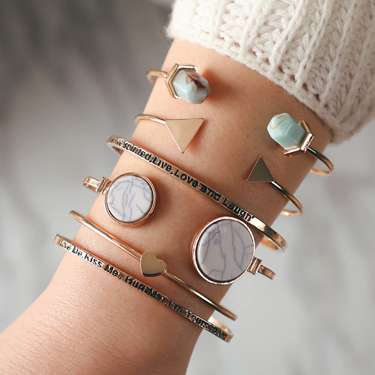 Set of 6 Contemporary Bracelets with Quotes