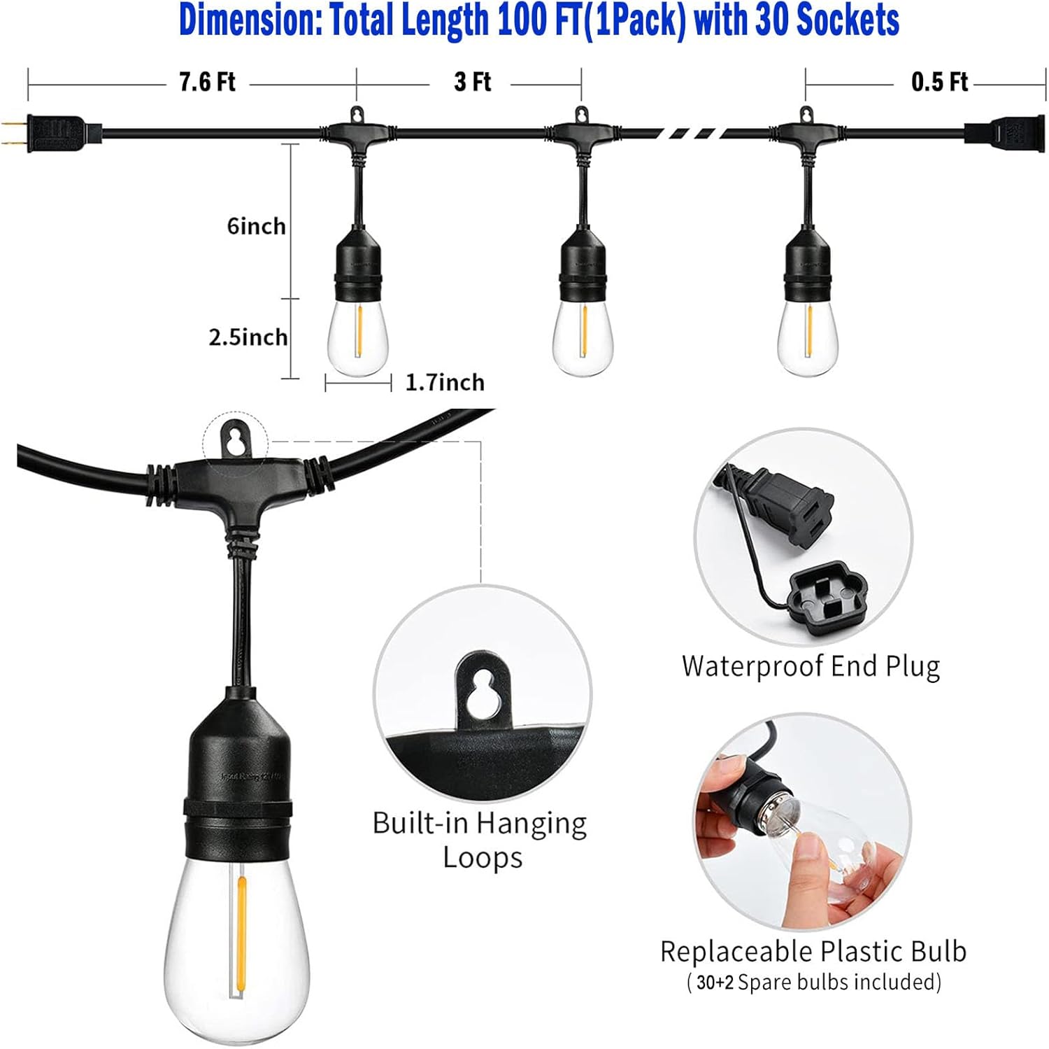 Transform Your Outdoors: A Review of 100FT String Lights with Replaceable Bulbs