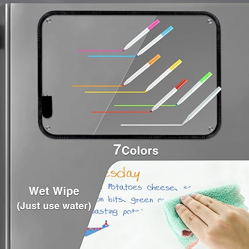 Miniatura 4 de Calendario acrílico LED para refrigerador, pizarra magnética de borrado en seco de 17 x 12 pulgadas para refrigerador, calendario transparente,