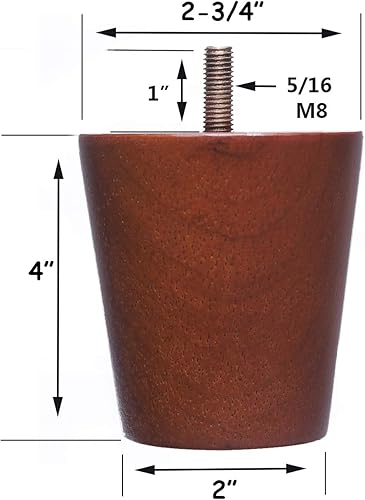 Miniatura 2 de Sofá redondo de madera maciza con patas de madera maciza con acabado de nogal (4 pulgadas, juego de 4)