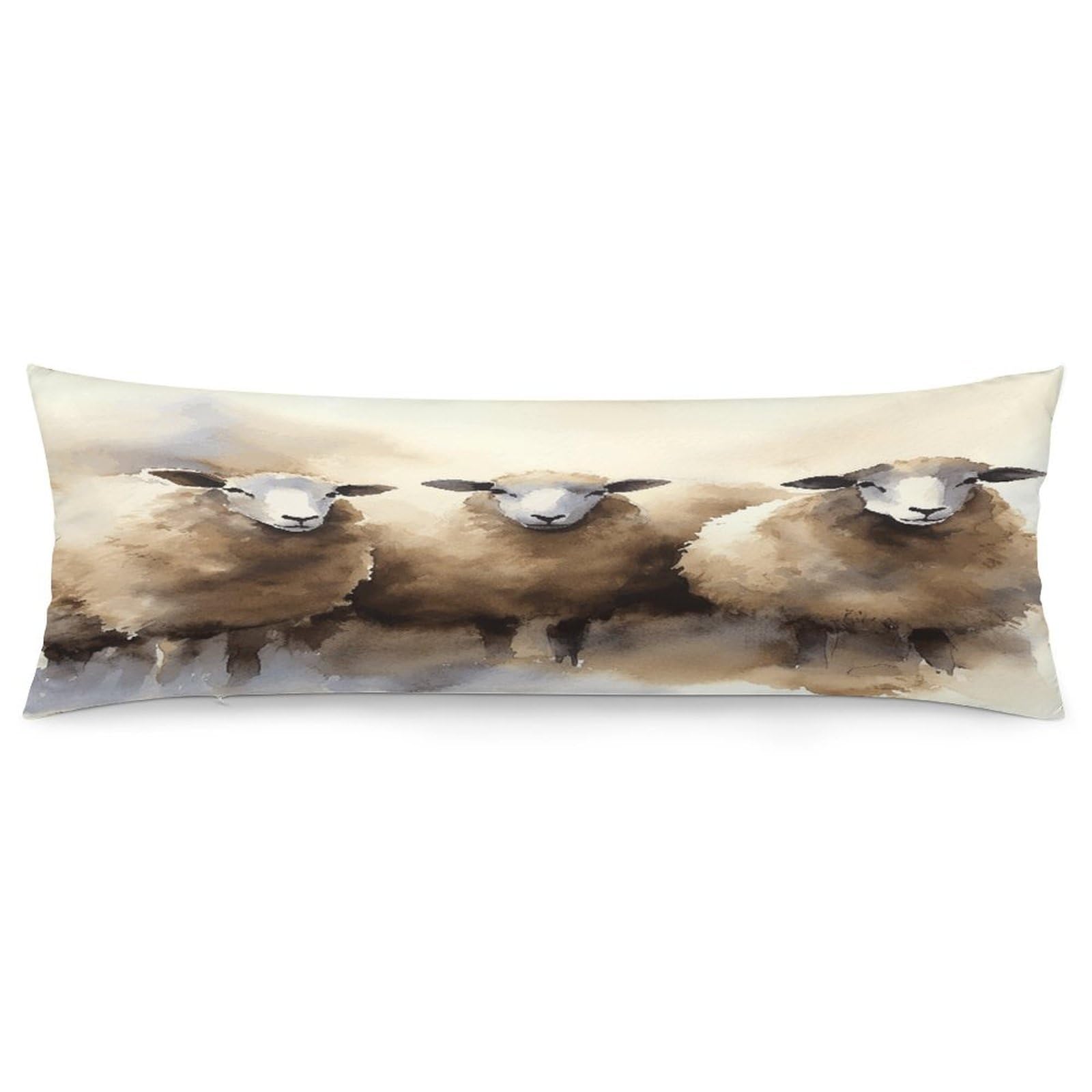 Sheeps Watercolor Throw Pillow Cover Soft Lumbar Pillow Covers with Zipper Breathable Rectangular Cushion Case Polyester Pillow Case Decorative Body Pillow Cover for Couch Bed