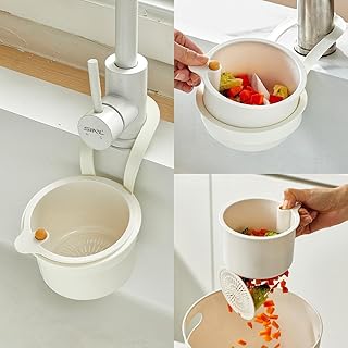 三角コーナー いらず ゴミ受け シンク用 生ゴミ処理 蛇口にかける ゴミカゴ 水切りかご 手が汚れない 水はけが良い スポンジ置き プラスチック製 (白)