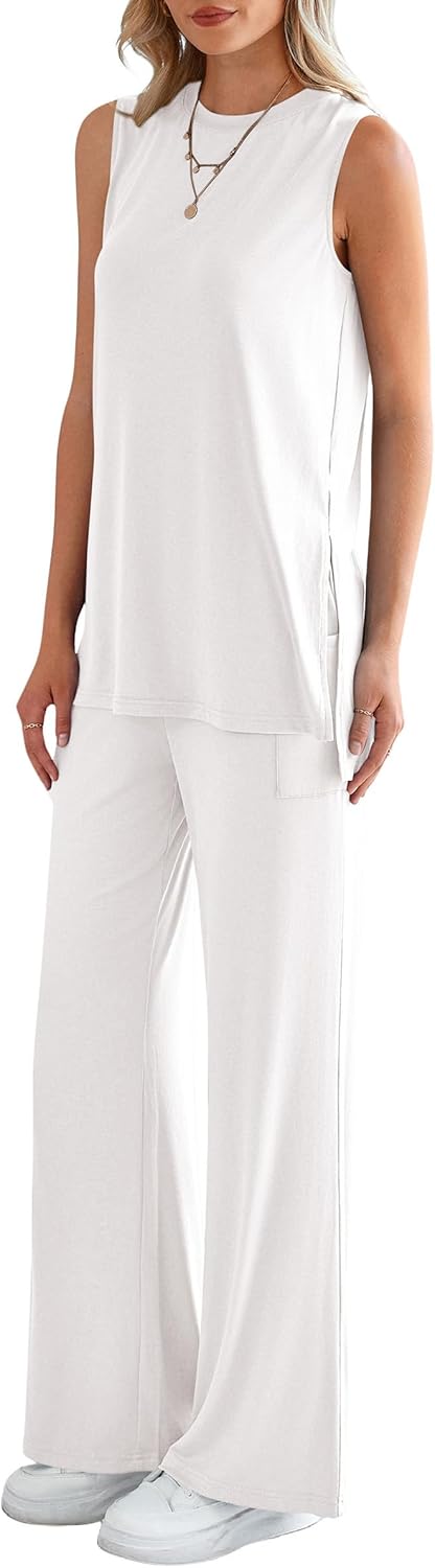 PRETTYGARDEN Women's 2 Piece Lounge Set 2026 Summer Casual Tank Top Wide Leg Pants Matching Travel Outfits Clothes Tracksuit - Image 7