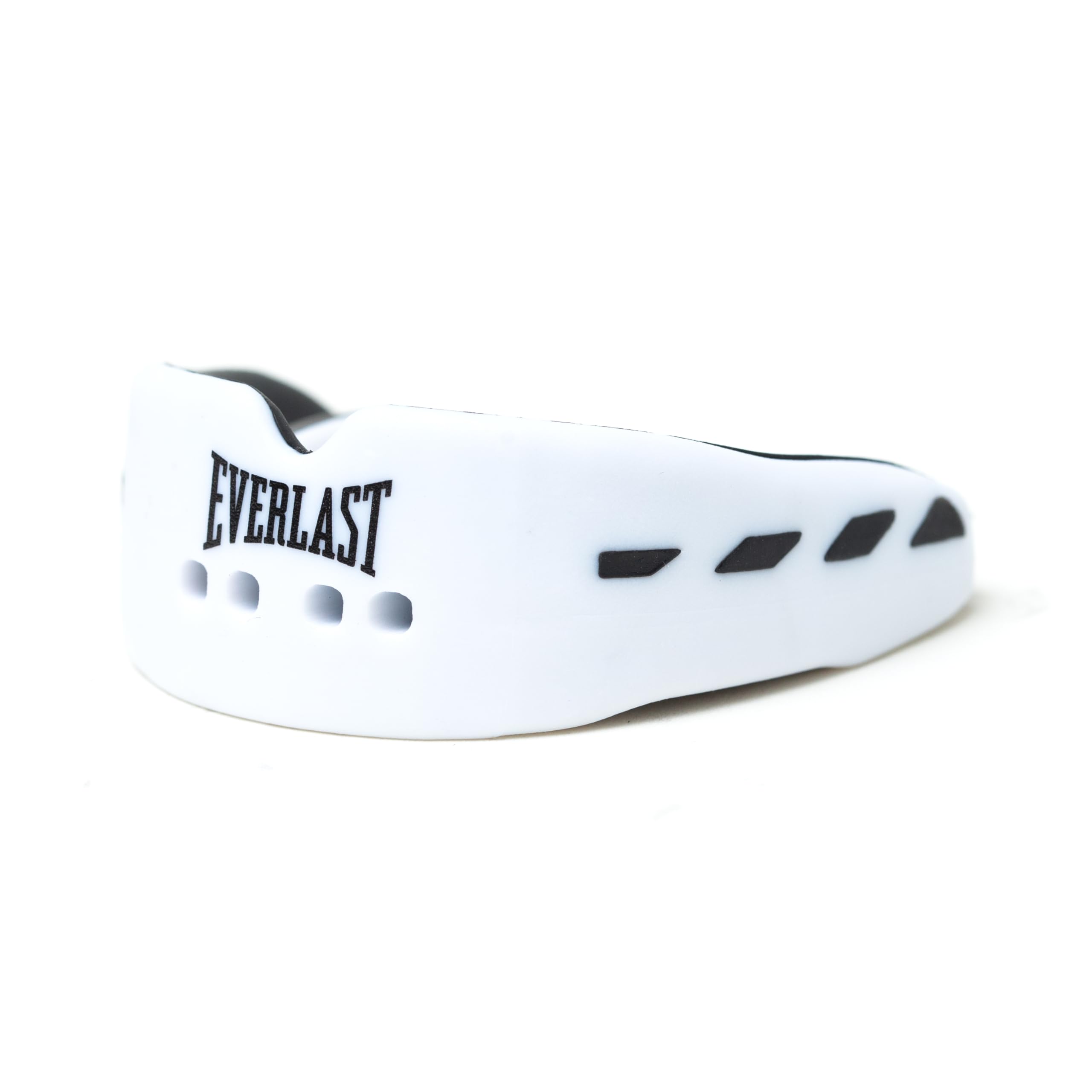 Everlast Evershield Double Mouth Guard (White/Black) Shock Absorbent Gum Shield with 2-Layered Frame, Boil and Bite Design, Centre Breath Channel and Storage Case - Authentic Everlast Gear
