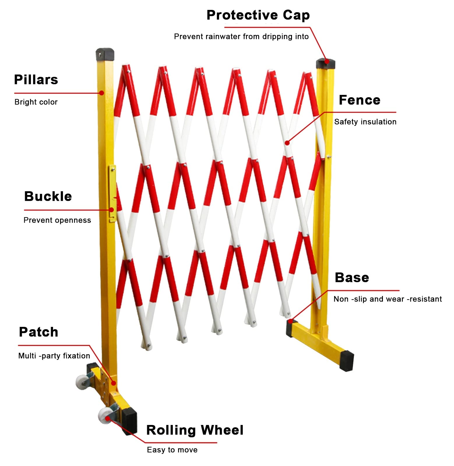 Expandable Barricade Metal Barrier Gate Expandable for Kindergarten, Heavy-Duty School Mobile Barricade System for External& Internal, Retractable Guardrail Fence(1.2mx 4m)