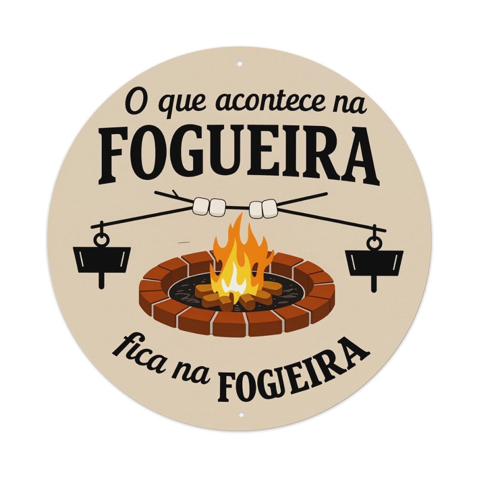 Campfire Roasting Marshmallows Fire Pit Grills Vintage Round Tin Sign Retro Metal Wall Decor Metal Poster, Home Bar Garage Cafe Wall Art Decoration 8x8Inches