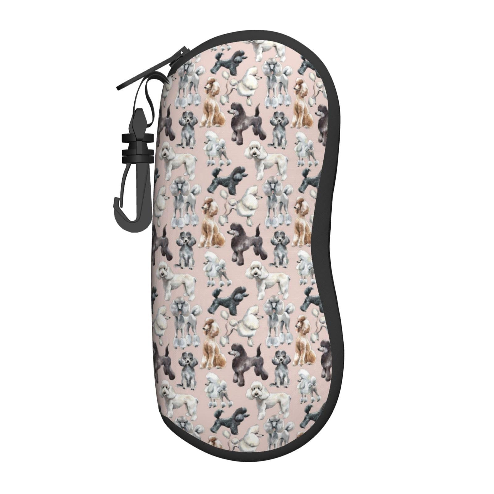 BUULOO Soft Poodles Dogs Sunglasses Case, Zip Eyeglasses Pouch, Portable Eyeglasses Pouch (With Hook), For Women, For Men, Holiday Gifts, Etc.