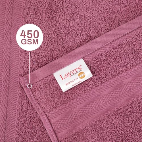 Image of Layers 100% Cotton Face Towels | 450 GSM Soft & Highly Absorbent | Aqua Plush Collection | Pack of 12 Super Soft Towels for Men & Women | 30 x 30 cm - Purple