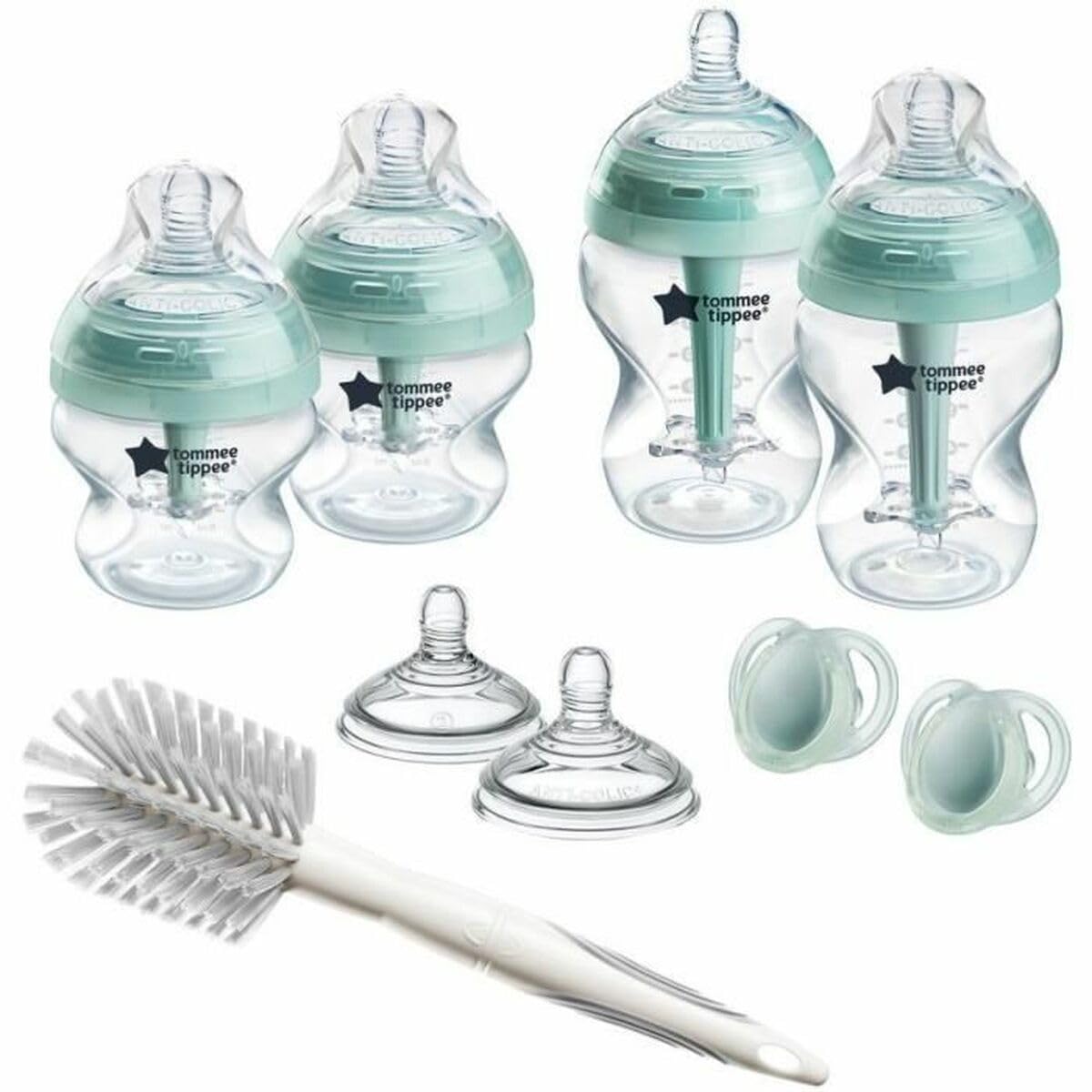 Tommee Tippee - Baby Bottles, Advanced Anti-Colic Set for Newborn, 4 Bottles with 2 Breast-like Teats (Medium) Ventilated Anti-Colic Rod Accessories